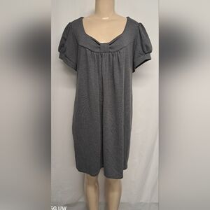 En Focus Women 16W Grey Tunic Mini Dress Short Sleeve Stretch Shift